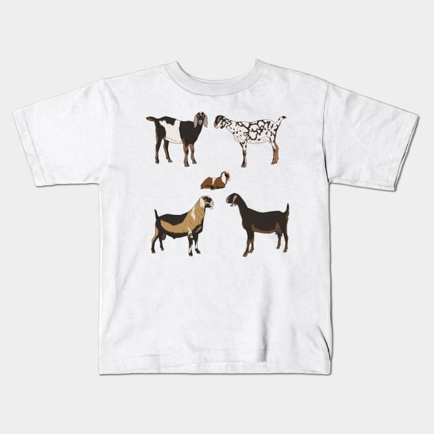 Nubian Goats Pattern Transparent Kids T-Shirt by TrapperWeasel